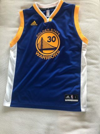 Adidas Golden State Warriors Steph Curry Away Jersey Blue Sewn Youth Large