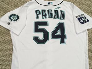 Pagan 54 Size 48 2017 Seattle Mariners Game Jersey White 40th Mlb Holo