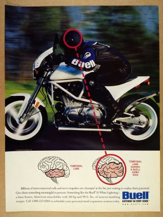 1998 Buell S1 White Lightning Motorcycle Photo Vintage Print Ad