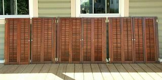 3 Pairs (6 Pc) Vintage Interior Wood Shutters Bi - Fold Louvered,  32 " W X 33.  5 " H