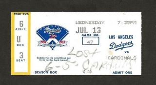 Los Angeles Dodgers Vs St Louis Cardinals Ticket Stub 7/13/1983 Bruce Sutter Sv