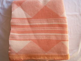 Vintage 100 Wool Twin Blanket Pretty Pink Plaid Needs Satin Trim 64 " X 72 "