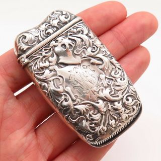 Whiting Mfg.  Co.  Antique Art Deco 925 Sterling Silver Repousse Match Vesta Case