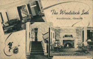 The Woodstock Inn Teich Windsor County Linen Postcard Vermont Vintage Post Card