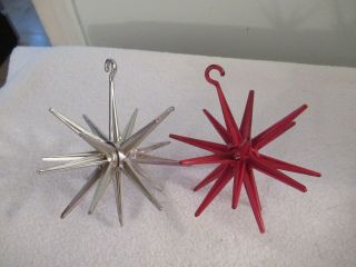 Vintage Bradford Hard Plastic Atomic Star Sputnik Christmas Ornaments