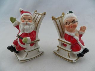 Vintage Lefton Santa Mrs Claus Rocking Chair Salt,  Pepper Shakers 8139