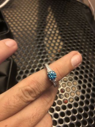 1.  35 Ct Blue Diamond Vintage Engagment Ring Size 7 14 K White Gold Band