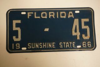 Vintage 1966 Florida License Plate 5 - 45 A43