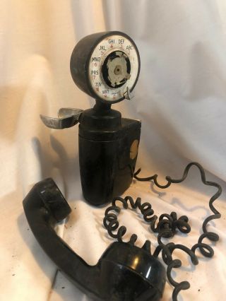 Rare Vintage 1960s Automatic Electric Black Space Saver Rotary Dial Wall Phone