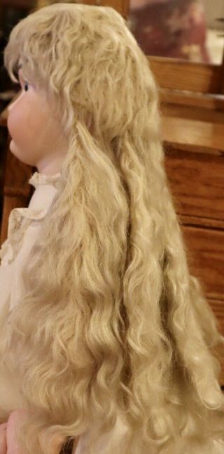 34 Antique 12 " Blond Mohair Doll Wig W/long Extensions For Antique Bisque Doll
