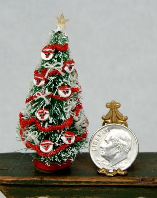 Vintage Miniature Christmas Tree W Santa Ornaments Dollhouse Miniature 1:12