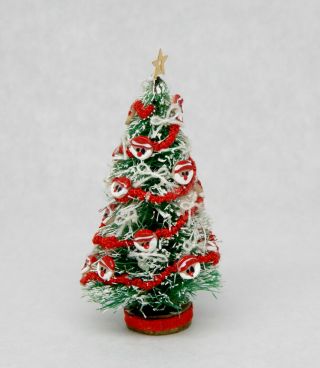 Vintage Miniature Christmas Tree w Santa Ornaments Dollhouse Miniature 1:12 3