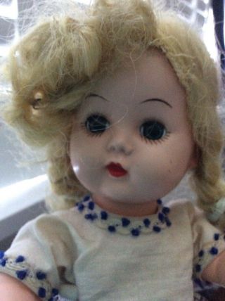 Vintage 10 " Hard Plastic Walker Doll - Block Doll Co.  - Sleep Eyes/full Wig