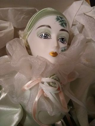 Vintage Mann Collectible Doll,  Harlequin,  Jester,  15 ",  1984,  With Stand