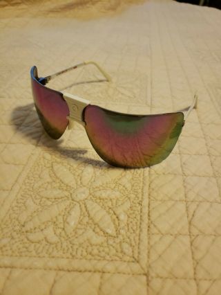 Rare Vtg Gargoyles Sunglasses White Frame Rainbow Pink Shades 80s 90s