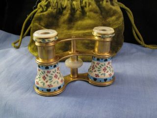 Vintage Antique Tiffany Opera Theatre Glasses Rock Crystal Enamel Binoculars