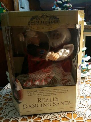 Vintage Mr.  Christmas Gold Label Musical Really Dancing Santa & Mrs Claus W/box