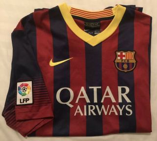 Authentic Nike Dri - Fit Fcb Barcelona Qatar Airways Unicef Soccer Jersey Size Xxl
