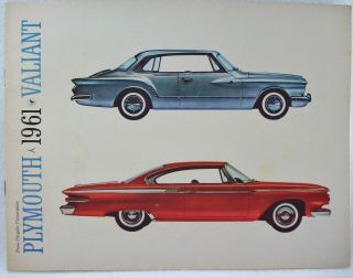 1961 Plymouth Valiant Showroom Sales Brochure " Solid Beauty " & Colorful