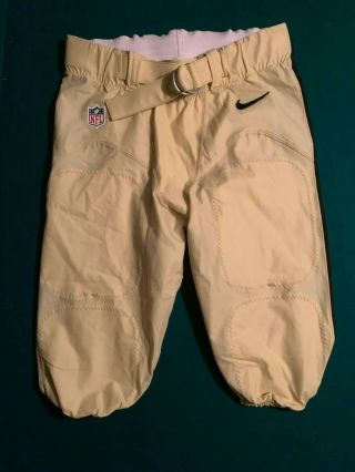 Orleans Saints Size 36 Gold Game Worn / Issued Nike Football Pants W/ Belt