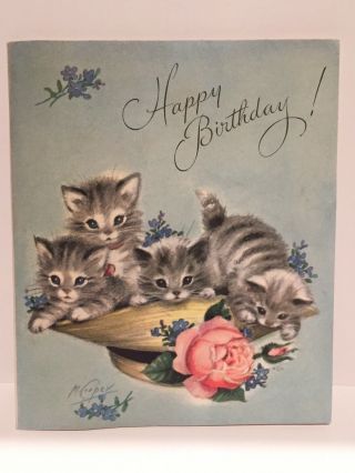 Vintage Rust Craft Birthday Card Marjorie Cooper Kittens With Special Messages