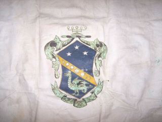 Vintage Alpha Chi Sigma Science Fraternity Large Animal Hide W/ Painted Crest