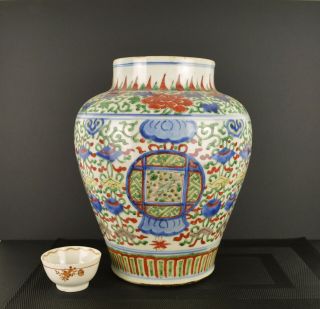 A Large Chinese Shunzhi Famille Verte Vase Restored