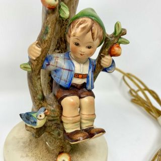 Vintage Hummel Figurine Lamp Boy On Apple Tree Swing 11”