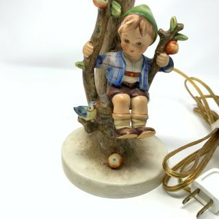 Vintage Hummel Figurine Lamp Boy On Apple Tree Swing 11” 3