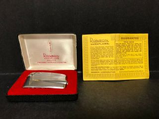 Vintage Ronson Varaflame Butane Pocket Lighter W/ Box Art Deco Style