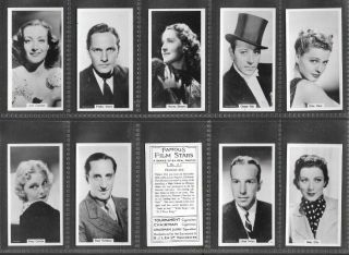 R.  J.  Lea 1939 Intriguing (film Stars) Full 54 Card Set  Famous Film Stars