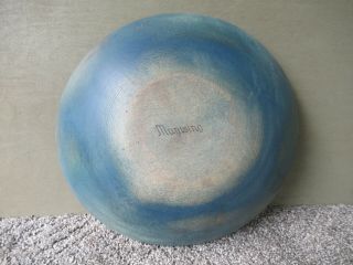 Antique Munising Bowl Primitive Vintage Blue Paint 11 - 1/4 " Round Wood Wooden