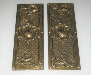Pair Vintage Brass 8 " Door Finger Plates