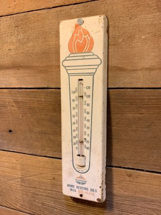 Vintage Standard Oil Home Heating Sta - Gas Station 12 " Metal Thermometer