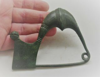Circa 100bc - 100ad Ancient Celtic La Tene Bronze Fibula Brooch,  Large