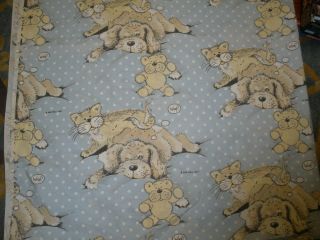 Vintage 1987 Sue Hall Snatch The Dog And Cat Twin Flat Sheet Craft Fabric