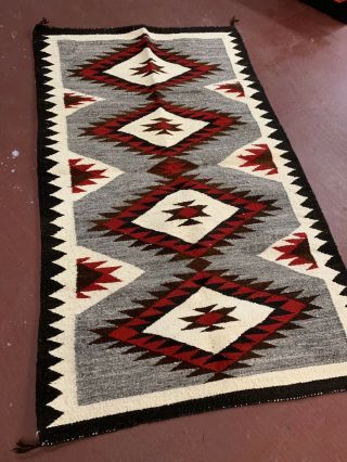 Vintage Navajo Indian Wool Rug Weaving Hubbell Trading Post Antique 64x38
