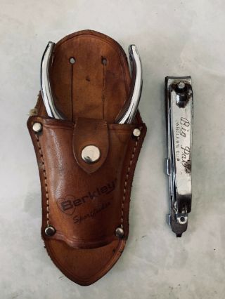 Vtg Berkeley Sportfisher Fishing Grippers Pliers Leather & Big Pal Anglers Clip