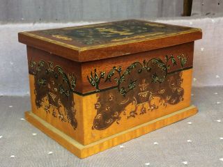 Vintage Or Antique Wooden Cigarette Dispenser Box Ornate Floral Design