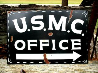 Painted Vintage Us Marine Corps Military Recruiting Office Wall Art Sign Usmc