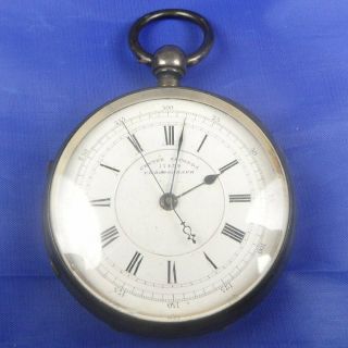 Antique Silver Front Loading Centre Seconds 17439 Chronograph Pocket Watch