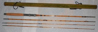 Early Congress Mortised 3 Pc 2 Tip 7 1/2 Ft.  Split Bamboo Casting Rod