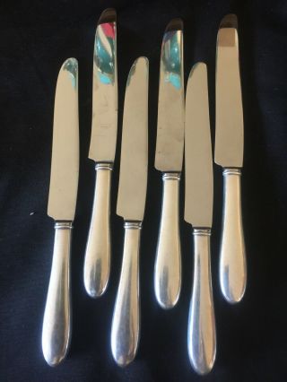Manchester Silver Co.  “pilgrim” Set Of 6 8 1/2” Knives Sterling Silver 1900 - 1940