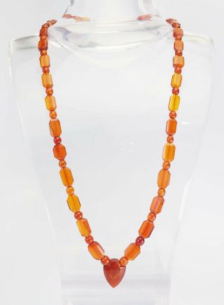 Elegant Antique Faceted Natural Baltic Amber Bead Necklace