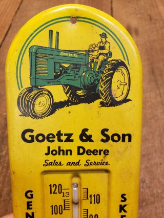 L4956 - Antique Vintage John Deere Thermometer W/ Tractor Graphic