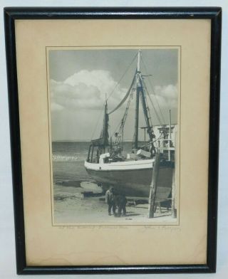 John W Gregory Vintage Photograph fishing boat At Mooring Provincetown Mass.  euc 2