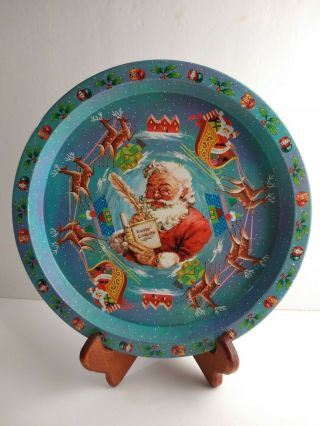 Vintage Daher Decorated Ware Christmas Santa Claus Reindeer Cookie Tray England
