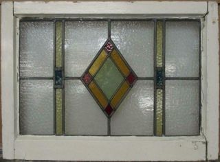 Midsize Old English Leaded Stained Glass Window Gorgeous Diamond 26.  5 " X 19.  5 "
