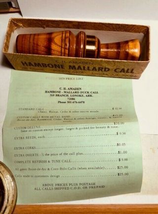 Antique 1980 Vintage Hambone C.  H.  Amaden Arkansas striped Boise de Arc Duck Call 2
