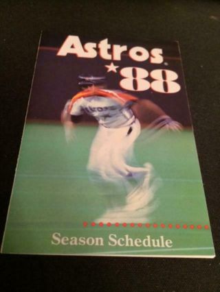 1988 Houston Astros Baseball Pocket Schedule Clinics Version